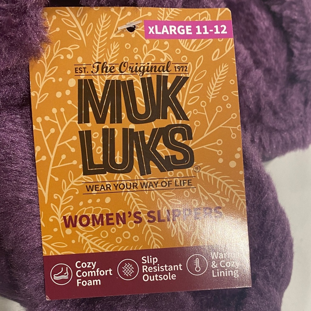 MUK LUKS Purple Polysuede Women's Slippers Size XL (11-12) - Picture 5 of 7